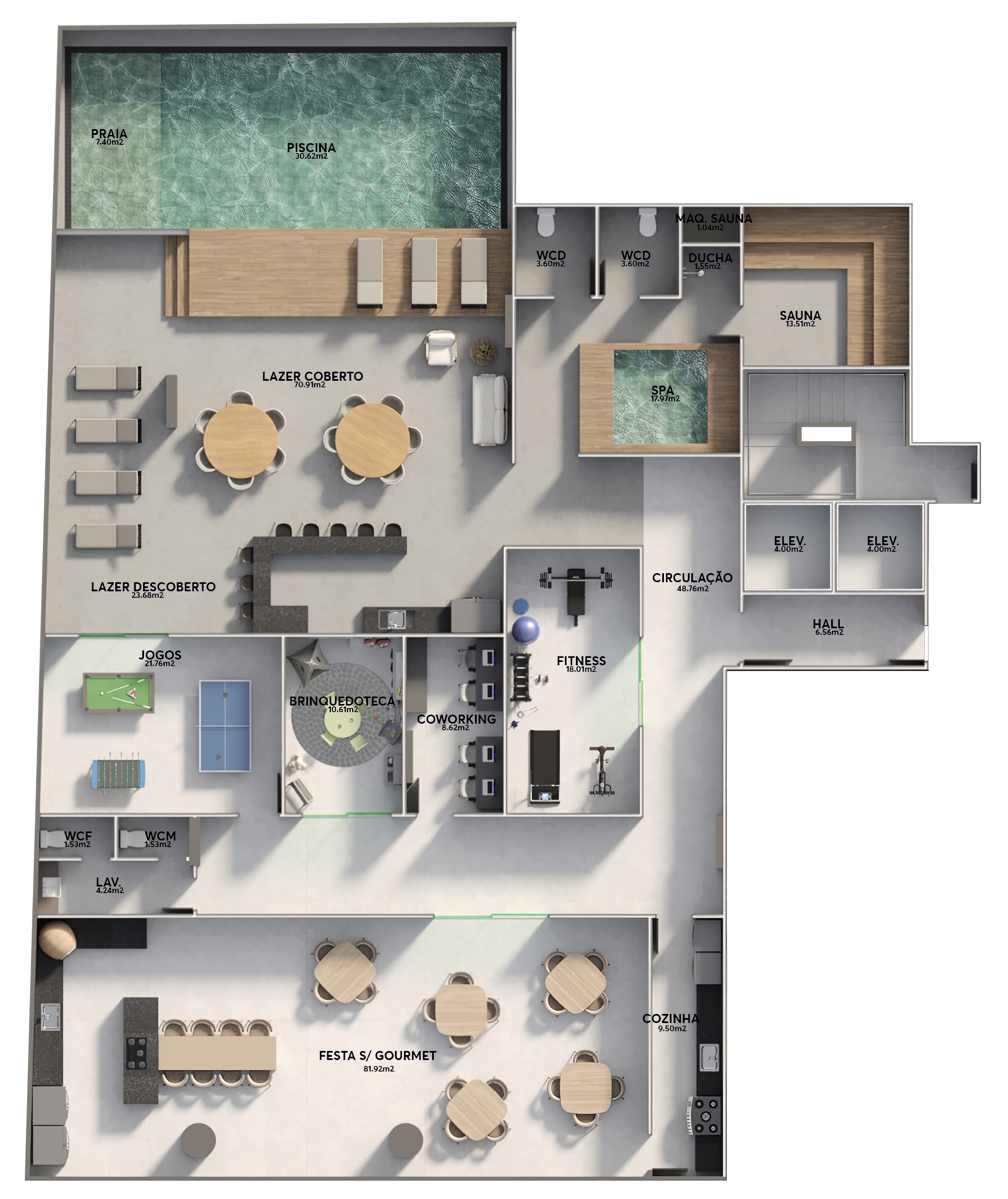 Planta humanizada Lazer do Edifício Kairós