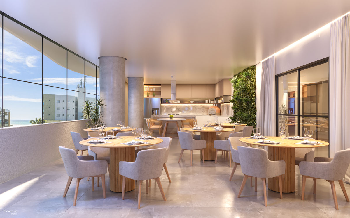 Gourmet e living interno do Edifício Kairós