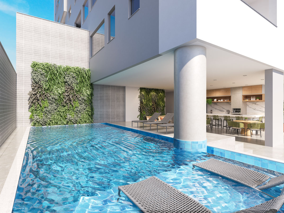 Piscina e prainha do Edifício Kairós