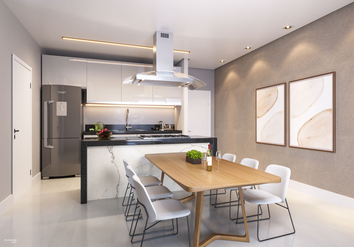 Sala e cozinha · Coluna 02 do Edifício Kairós